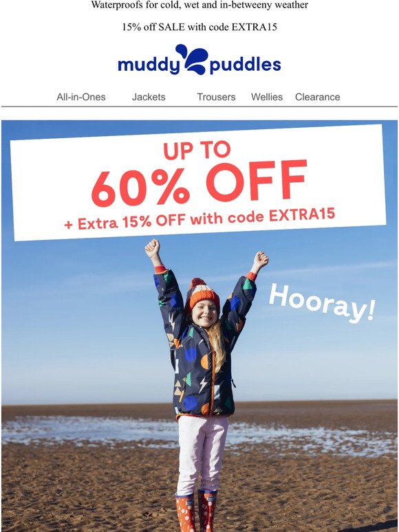 Yippee! An extra 15% OFF SALE! ☔