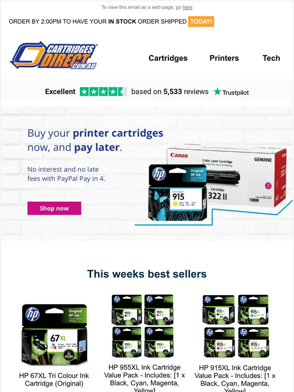 Cartridges Direct Buy your printer cartridges now (and pay later) Milled