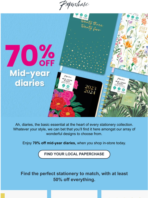 Mid-Year diaries now 70% off 📚