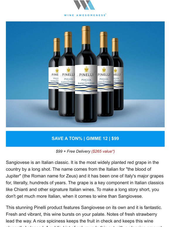 meet your perfect 🍕 vino... $99 12-packs