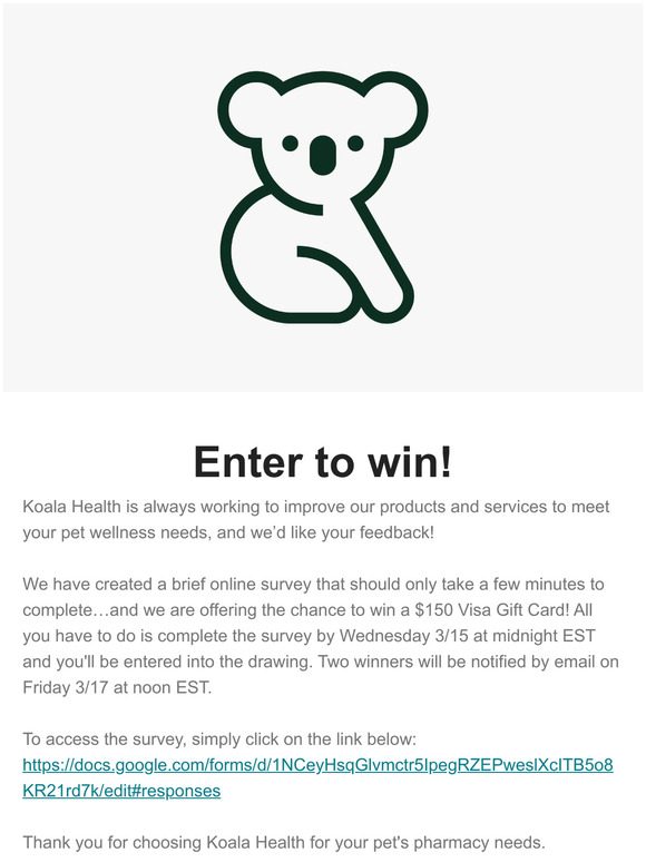Reminder: Enter by Wednesday and Win $150 from Koala Health