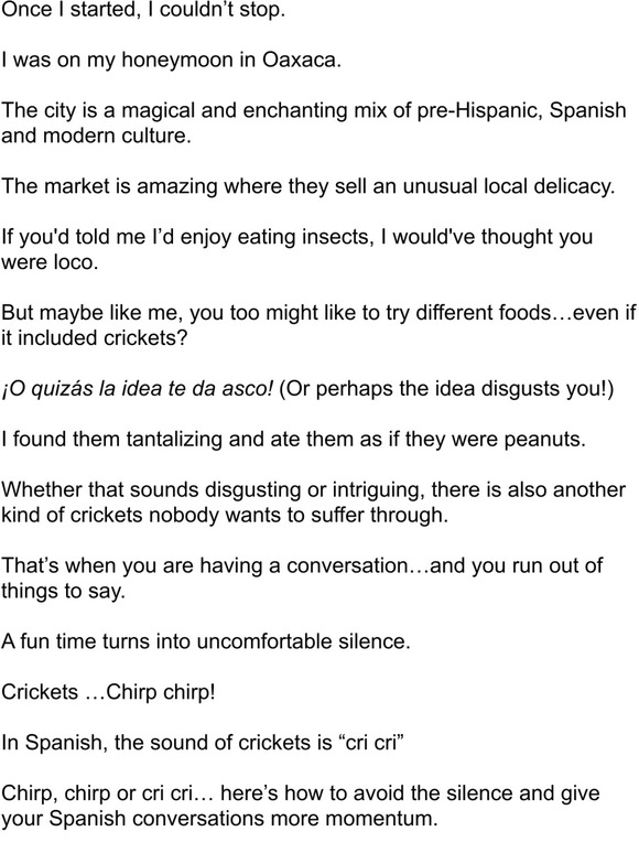 No more Spanish crickets