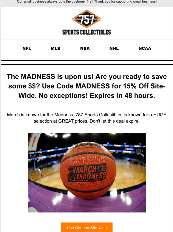 757 sports collectibles: 9 Hours Only! Entire website 30% off! All