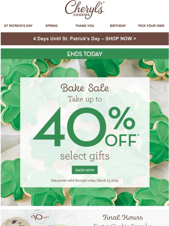 Sweet savings of up to 40% end today!