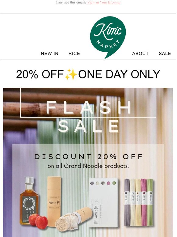 20% OFF ONE DAY ONLY