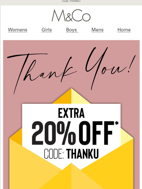 Extra 20% off* to say thank you...❤