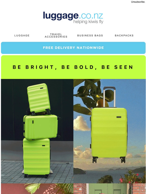 Luggage.co.nz Be Bright, Be Bold, Be Seen New LunaAir Colours Have