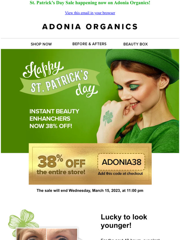 🍀 38% off sitewide at Adonia Organics!