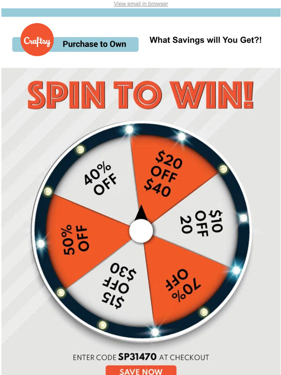 Spin It, Win It Prize: Up to 70% Off!