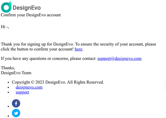 Welcome to DesignEvo and confirm your account now!