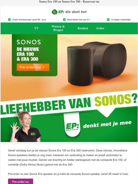 Pre-order de nieuwste Sonos speakers bij EP: