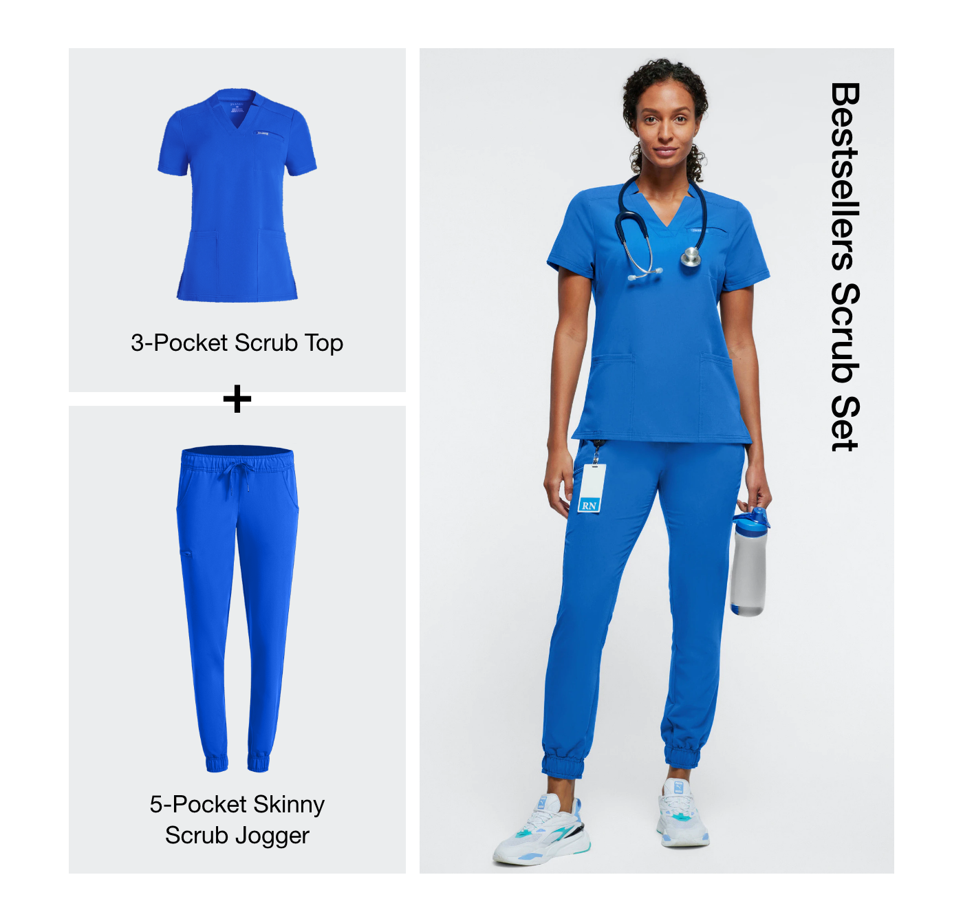 Bestsellers Scrub Set 3-Pocket Scrub Top + 5-Pocket Skinny Scrub Jogger