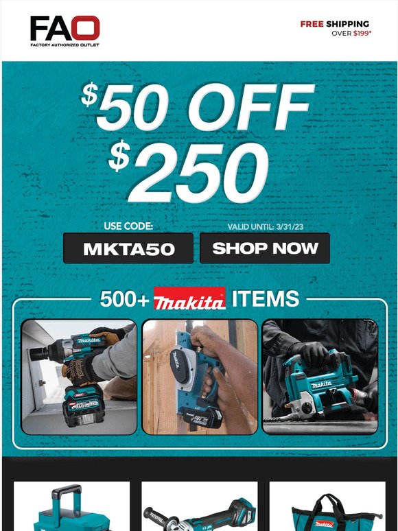 Factory Authorized Outlet: Get A FREE Makita Battery or Miter Saw Stand! Milled