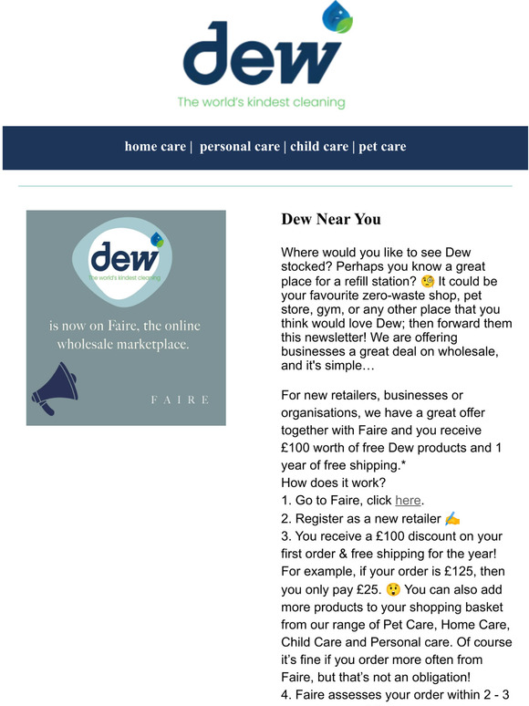 Dew Wholesale Offer with Faire