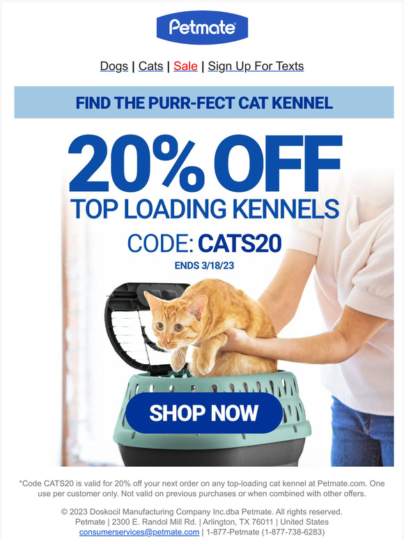 Get 'Meow'r for Less 😺 - Top-Loading Kennels On Sale!