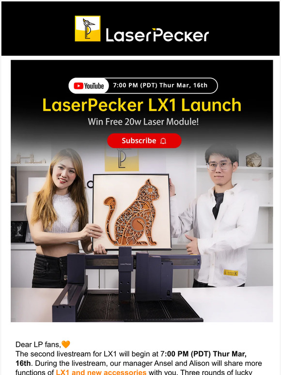 Laserpecker US: 🔔 The LaserPecker LX1 Launch Livestream | Milled