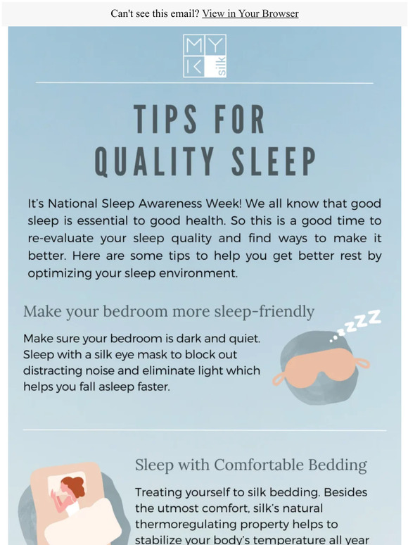 MYK Silk: 💤 Get the ZZZs You Need - Tips for Quality Sleep 💤 | Milled