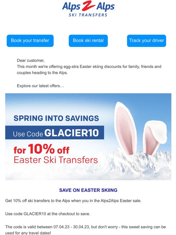 Egg-citing Easter deal: 10% off ski transfers to your favourite slopes!