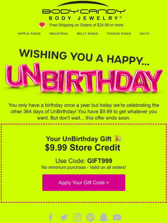 Body Candy Happy UnBirthday 🎉 Milled