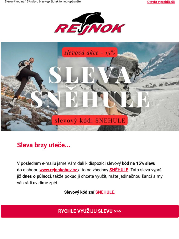 Poslední možnost využítí akce na všechny SNĚHULE.