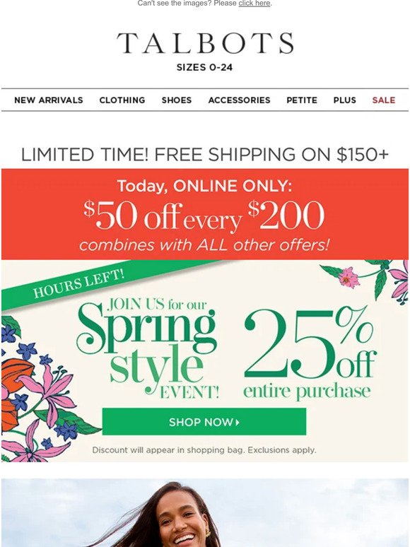$50 off every $200 + FREE shipping offer
