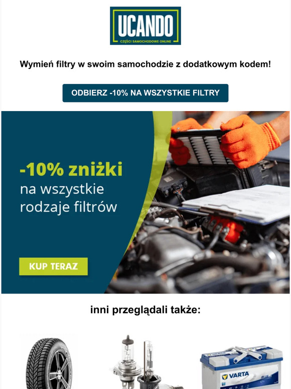 🚗 Filtry z kodem na -10% w Ucando.pl