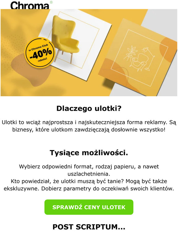 40% rabatu na ulotki standardowe.
