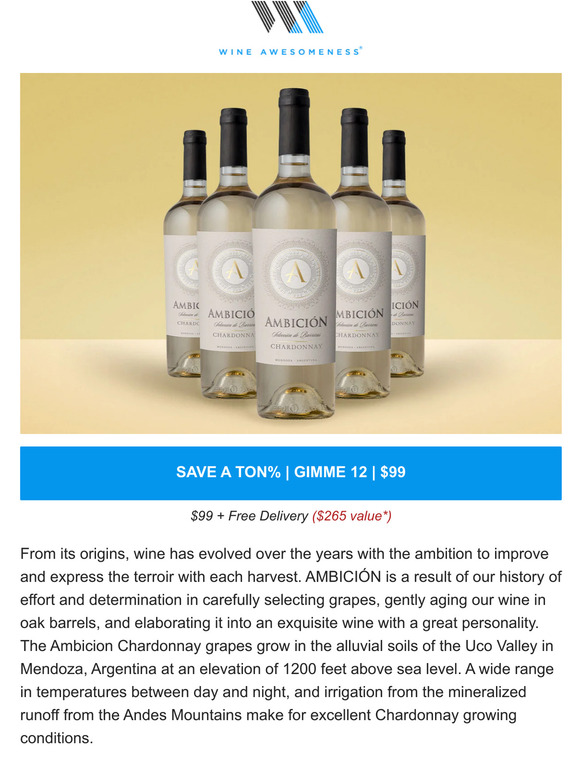 a velvet-y, tropical smooth chardonnay... $99 12-packs