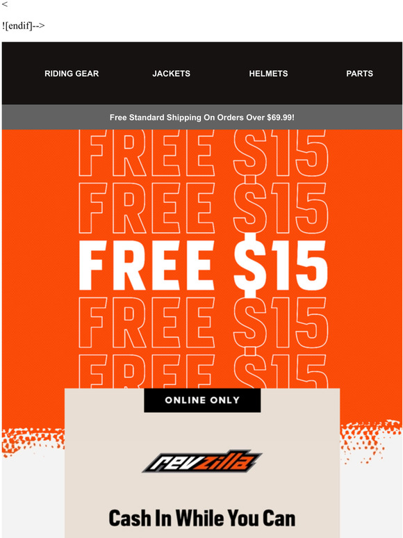 Revzilla 15 Credit To Cycle Gear & 15 Credit For RevZilla Milled