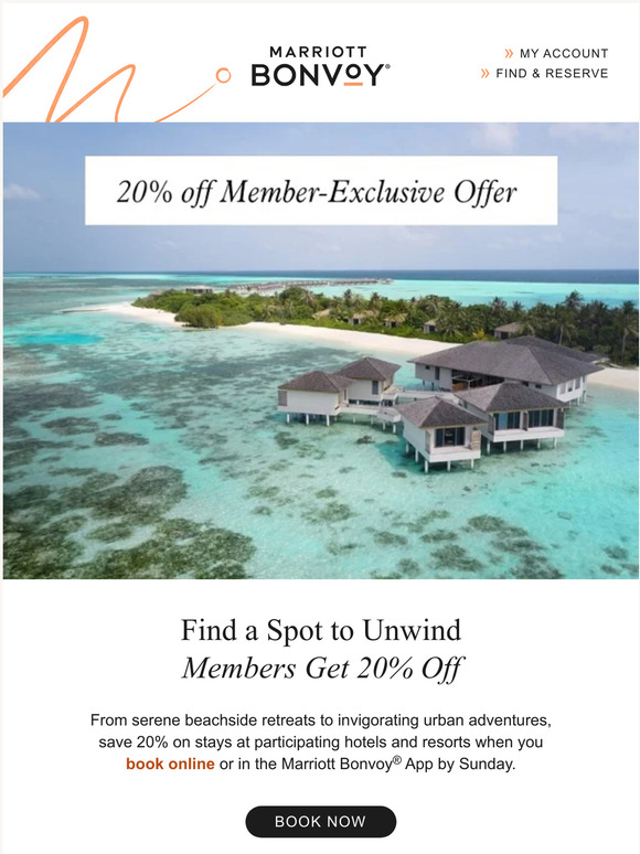 —, Enjoy 20% Off Your Next Getaway
