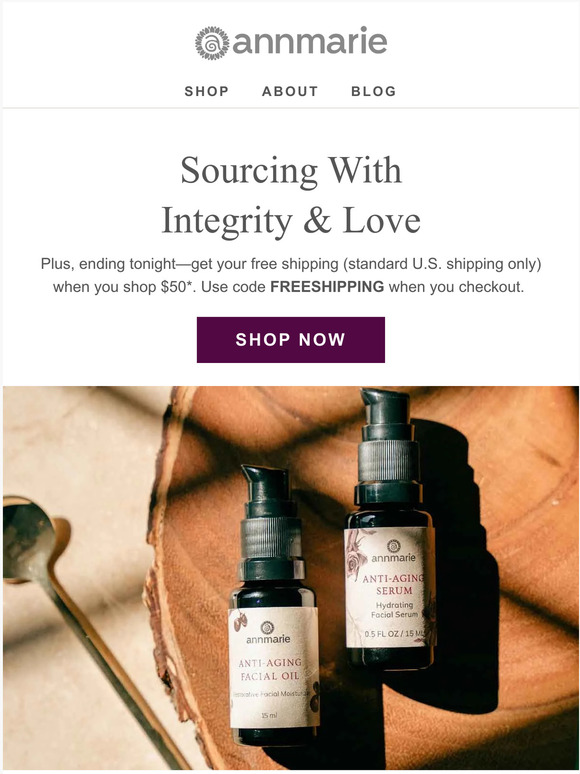 Last day: free shipping when you shop $50
