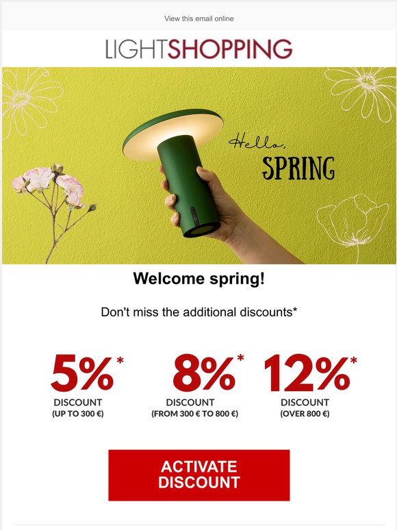 🌸Welcome Spring! Up to -12% on everything.