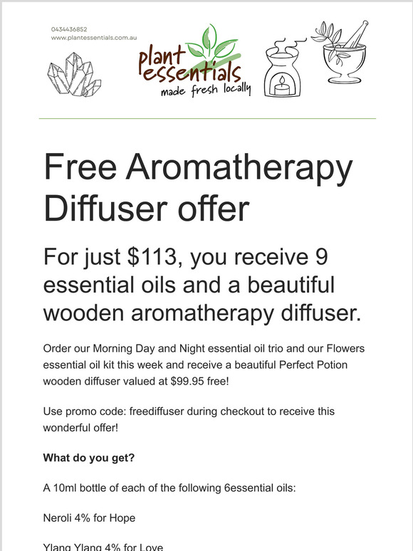 Plant Essentials News - I forgot to mention our aromatherapy offer!