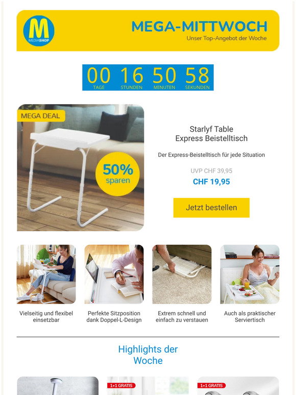 Mediashop: Mega Deal: Starlyf Table Express Beistelltisch | Milled