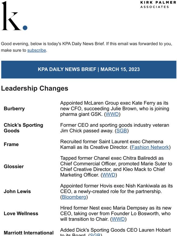 Kirk Palmer Associates: Daily News Brief 8.1.2022, Kirk Palmer Associates