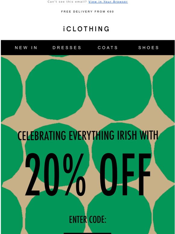 Go green with 20% OFF 💚