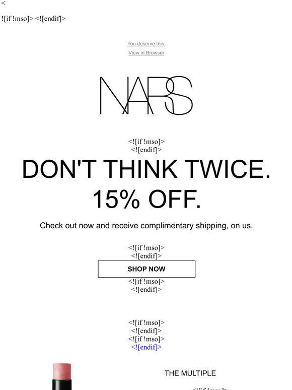 NARS: Ready to make it yours? 15% off. | Milled