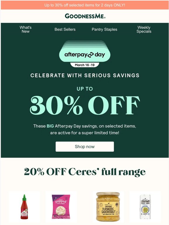 Afterpay Day Sale starts NOW