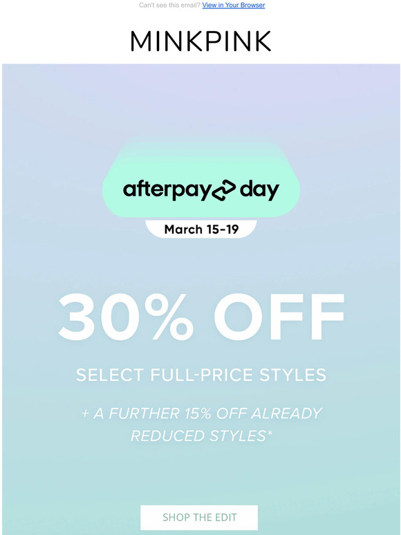 Afterpay Day SALE Starts Now