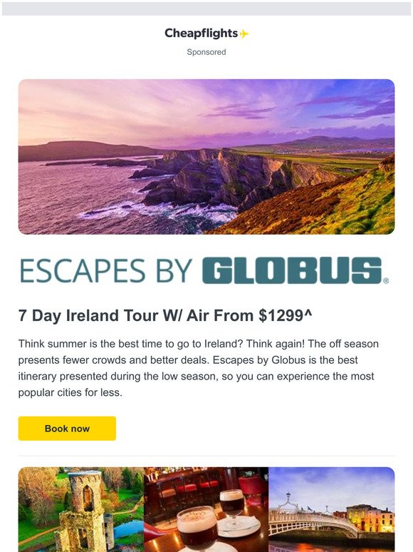 Ireland Tour w/Air from $1,299 ✈
