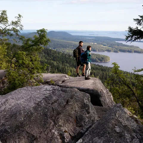 Hikers at Koli National Park in the Lakeland regio