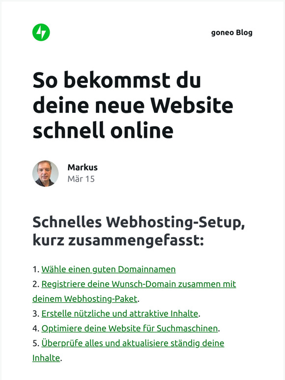 [Neuer Eintrag] So bekommst du deine neue Website schnell online