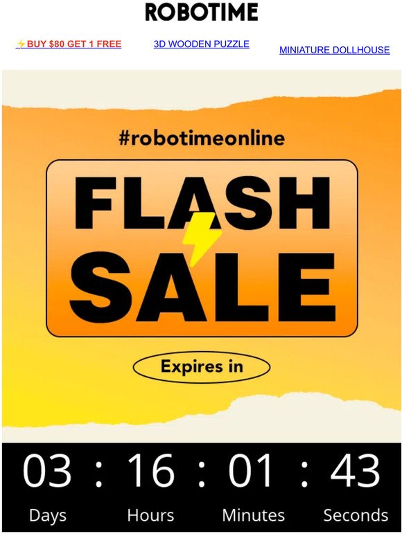 Expires after 3 days! Robotime flash sale campaign！