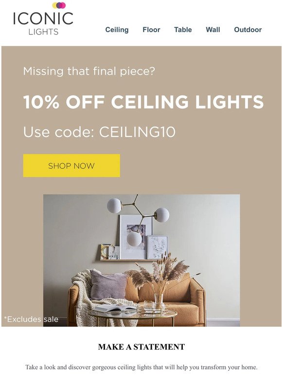 Guess What? There’s 10% Off Ceiling Lights 😉