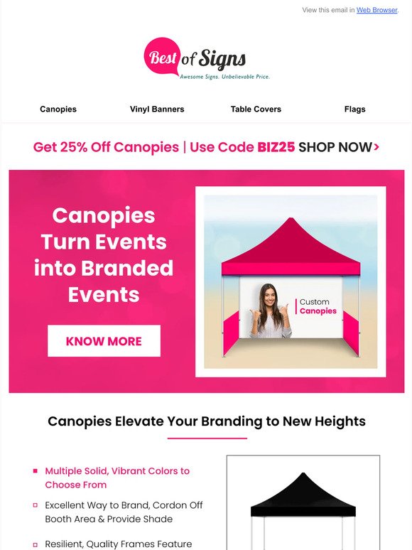 Canopy Tents – An Event Must Now at 25% Off