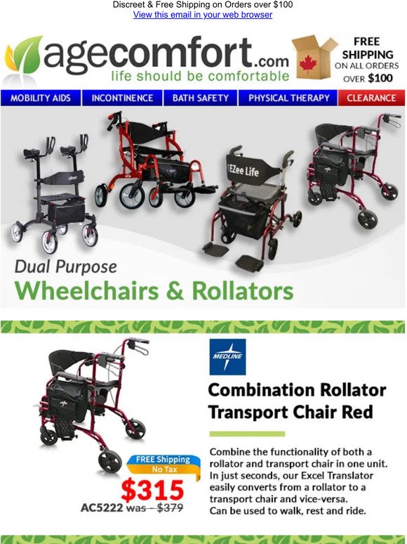 Dual Purpose Wheelchairs & Rollators