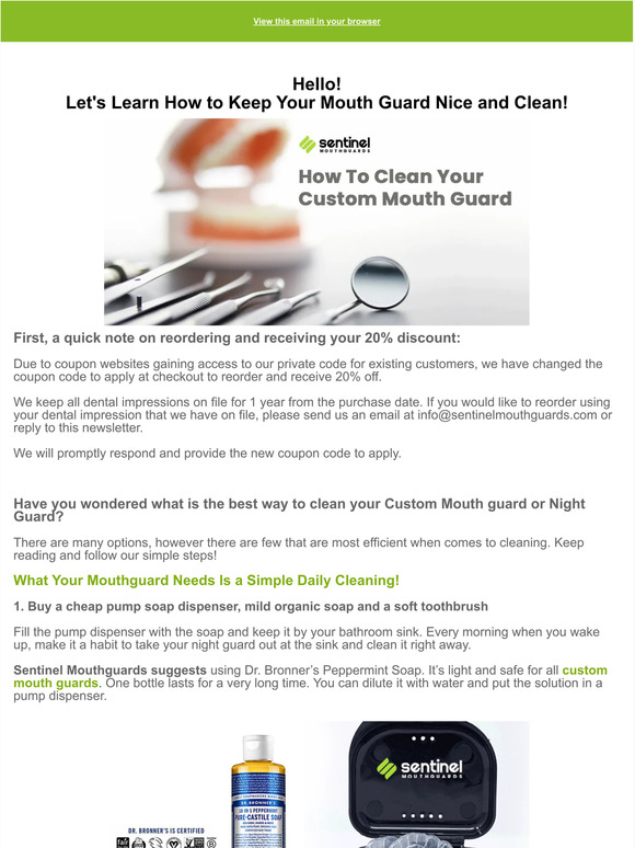 Sentinel Mouthguards How to Clean Your Custom Mouth Guard + 20 Off