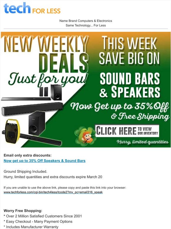 ►► Hi —! You got lucky with THIS: specials deals on Sound Bars & Speakers