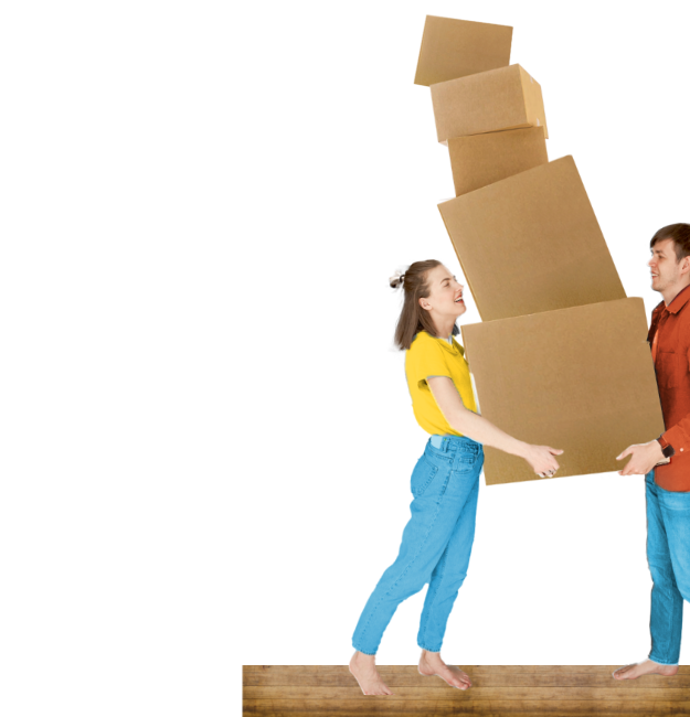 Couple holding box