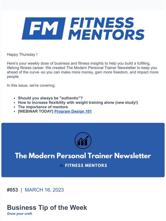 The Modern Personal Trainer Newsletter: Issue #053